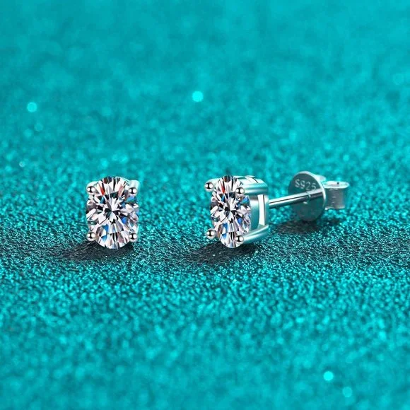 Certified 4ct. t.w. Moissanite Diamond Oval Cut Stud Earrings NEW
